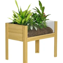 Stadsodlingsplanterare, akrylpaneler, hållbart furu trä
