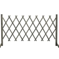 Staket - Living Trädgårdssstaket med spaljé grå 150x80 cm massivt granträ