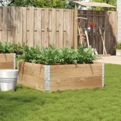 Staplingsbar odlingslåda i massivt trä | Storlek: 100x100 cm | Färg: Furu
