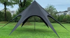 Star Tent 10m Diameter, 3.8m Height, Black Polyester, Waterproof, Tear-resistant, Durable, Weatherproof - Ideal for Events