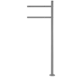 Stående brevlåda med tidningsfack 37x37x11 cm ljusgrått rostfritt stål inkl. stativ silver 120cm hög ML-Design