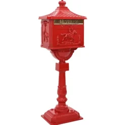 Stående Brevlåda Röd 42,5 x 29,5 x 117 cm Gjutet Aluminium