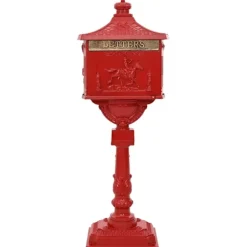 Stående Brevlåda Röd 42,5 x 29,5 x 117 cm Gjutet Aluminium