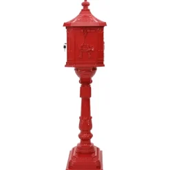 Stående Brevlåda Röd 42,5 x 29,5 x 117 cm Gjutet Aluminium