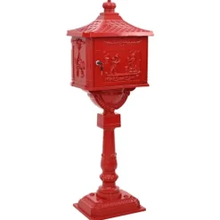 Stående Brevlåda Röd 42,5 x 29,5 x 117 cm Gjutet Aluminium