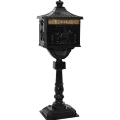 Stående Brevlåda Svart 42,5 x 29,5 x 117 cm Gjutet Aluminium