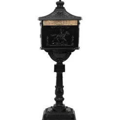 Stående Brevlåda Svart 42,5 x 29,5 x 117 cm Gjutet Aluminium