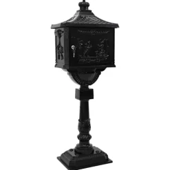 Stående Brevlåda Svart 42,5 x 29,5 x 117 cm Gjutet Aluminium