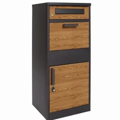 Stilfull antracitfärgad brevlåda med trälook för hemägare