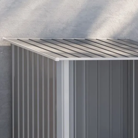 Stålförråd 0,92 m², låsbart med pulpettak, 100×103×160 cm, grå