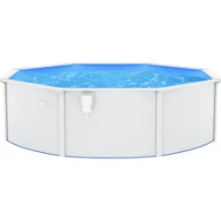 Stålväggspool 460x120 cm - Slitstark och vacker | Färg: Vit | Storlek: 460x120 cm