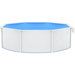 Stålväggspool 460x120 cm - Slitstark och vacker | Färg: Vit | Storlek: 460x120 cm