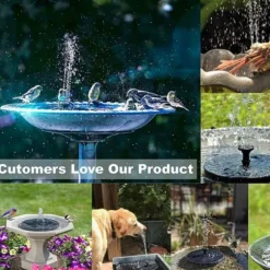 Stor Solcellsdriven Fontän med Batteri och Belysning 16cm
