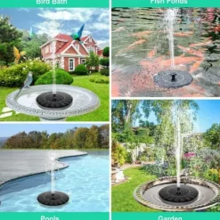 Stor Solcellsdriven Fontän med Batteri och Belysning 16cm