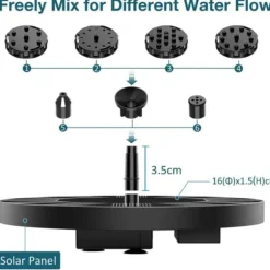 Stor Solcellsdriven Fontän med Batteri och Belysning 16cm