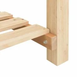 Stort rektangulärt trädgårdsplanterare med hylla i massivt trä | Storlek: 203x53x76 cm | Färg: Naturligt trä