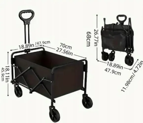 Strand, camping, trädgård, hopfällbar vagn 100 kg, fickor