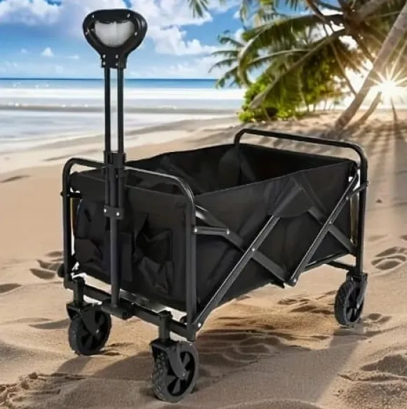 Strand, camping, trädgård, hopfällbar vagn 100 kg, fickor