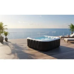 SUN SPA Laminerat fyrkantigt uppblåsbart spa - 6 personer - 1,85 x H 0,65 m