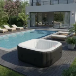 SUN SPA Laminerat fyrkantigt uppblåsbart spa - 6 personer - 1,85 x H 0,65 m