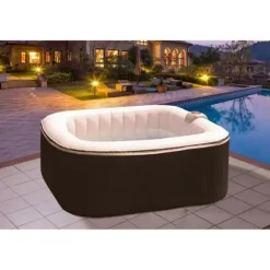 SUN SPA Laminerat fyrkantigt uppblåsbart spa 4 personer - 1,57 x 0,67 m