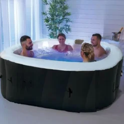 SUN SPA Laminerat fyrkantigt uppblåsbart spa 4 personer - 1,57 x 0,67 m