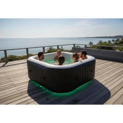 SUNSPA Square Uppblåsbart Spa 6 platser med LED-remsa