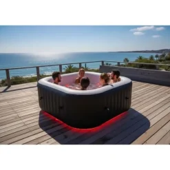 SUNSPA Square Uppblåsbart Spa 6 platser med LED-remsa