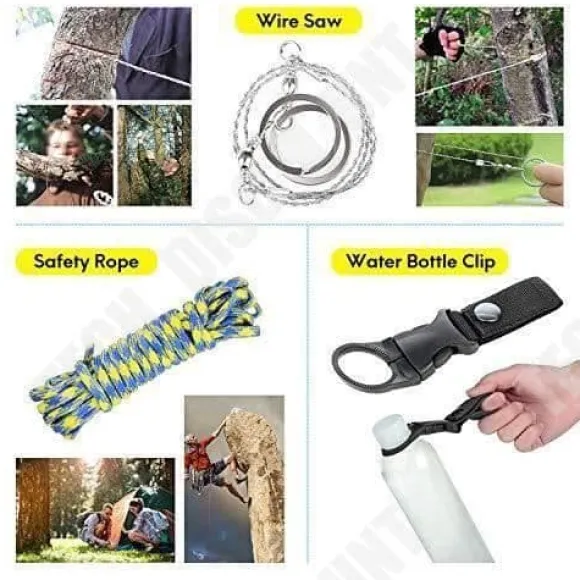 Survival kit 13 i 1 - TD® - Multifunktionsverktyg - Svart färg - För vuxna - Resa