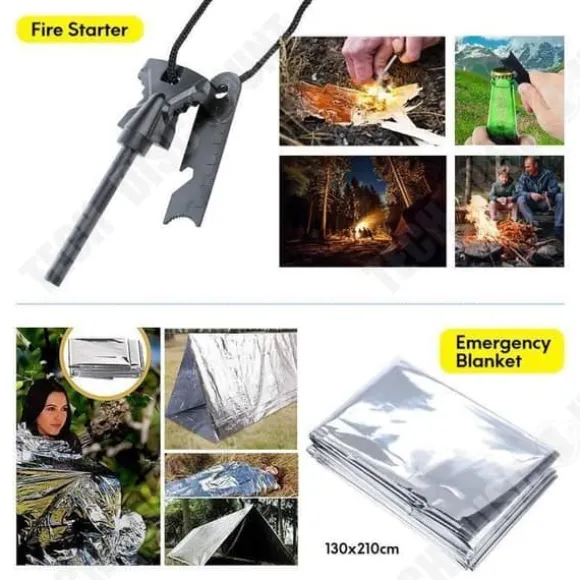 Survival kit 13 i 1 - TD® - Multifunktionsverktyg - Svart färg - För vuxna - Resa