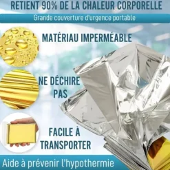 Survival kit - VIDAPRIME - Trek - 5 värmefiltar - Bevarar 90% värme - Lätta och hållbara