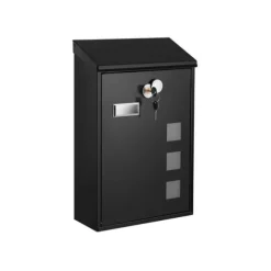 Svart brevlåda, 25,5 x 11,5 x 39,5 cm