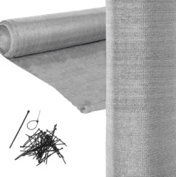 Synlig skyddsnät - rullgardin för skugga - 90 procent - 1,5 x 50 m - solskyddsnät - integritetsskydd - grå - inkl. monteringskit - trädgård