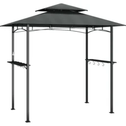 Tak för grill med sidohyllor antracit 240x150x243 cm stål