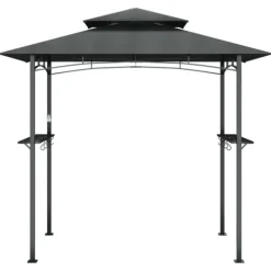 Tak för grill med sidohyllor antracit 240x150x243 cm stål