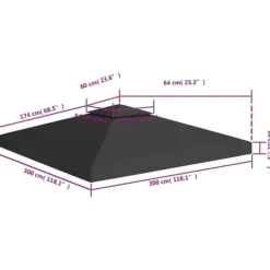 Tak till partytält & lusthus - Living Paviljongtak med ventilering 310 g/m² 3x3 m svart