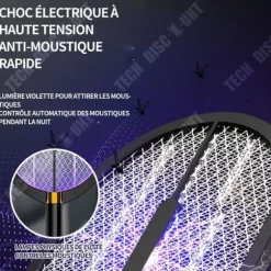 TD elektriska insektsracket 3 i 1 1200MAH uppladdningsbart myggracket används för att döda myggor Lämplig svart