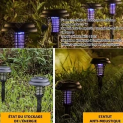 TD Lampa mot mygg 600mAh solenergi LED lampa för trädgård mot mygg och skadliga insekter med dubbel funktion noir