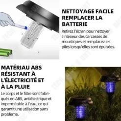 TD Lampa mot mygg 600mAh solenergi LED lampa för trädgård mot mygg och skadliga insekter med dubbel funktion noir