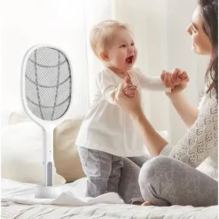 TD®USB Elektrisk myggsmällare, två-i-ett uppladdningsbar myggsmällare, elektrisk chockmyggsmällare, vit