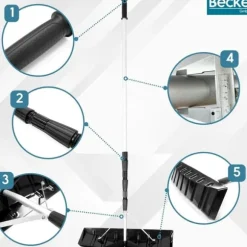 Teleskopskrapa, snöskyffel för taket, aluminium, hopfällbar