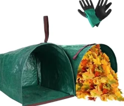 Återanvändbara trädgårdsavfallspåsar 2-pack - 200L kraftiga och hopfällbara - för löv, gräs och skräp