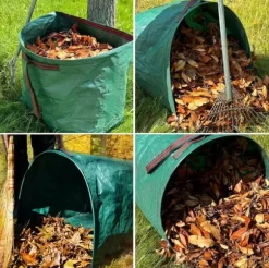 Återanvändbara trädgårdsavfallspåsar 2-pack - 200L kraftiga och hopfällbara - för löv, gräs och skräp