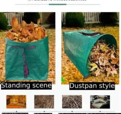 Återanvändbara trädgårdsavfallspåsar 2-pack - 200L kraftiga och hopfällbara - för löv, gräs och skräp