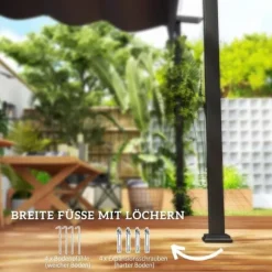 Terrasspergola ca 3x3 m, aluminium, väggmonterad, justerbart tak, mörkgrå