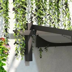 Terrasspergola ca 3x3 m, aluminium, väggmonterad, justerbart tak, mörkgrå