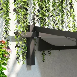 Terrasspergola ca 3x3 m, aluminium, väggmonterad, justerbart tak, mörkgrå