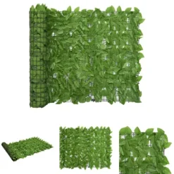 The Living Store Balkongskärm gröna blad 400x100 cm - Parasoll & solskydd