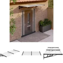 The Living Store Entrétak svart och transparent 199x90 cm polykarbonat - Markiser