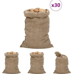 The Living Store Jutesäckar 30 st 60x105 cm 100% jute 340 gsm - Resväskor & väskor